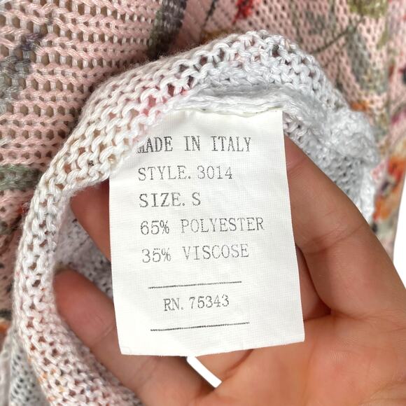 Luisa Ricci Italy Pink Colorful Floral Dolman Bateau Neck Pullover Sweater SZ S - Picture 8 of 9